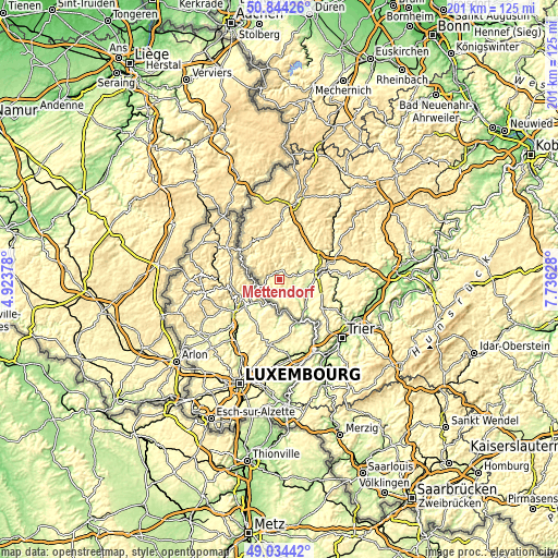 Topographic map of Mettendorf