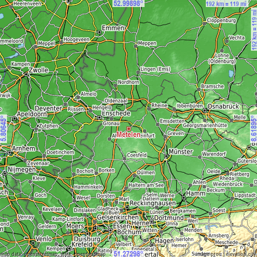 Topographic map of Metelen