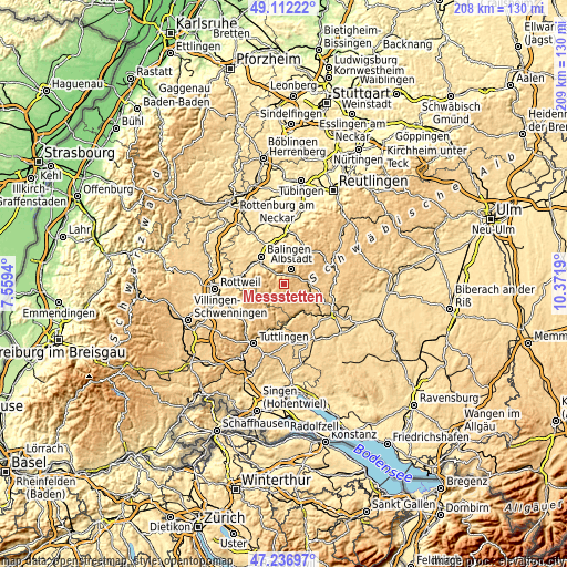 Topographic map of Meßstetten