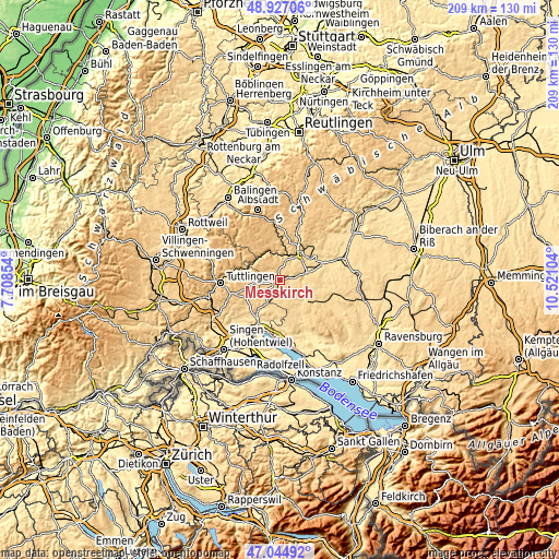 Topographic map of Meßkirch