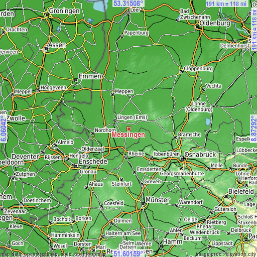 Topographic map of Messingen