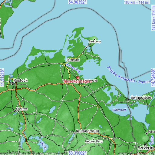 Topographic map of Mesekenhagen