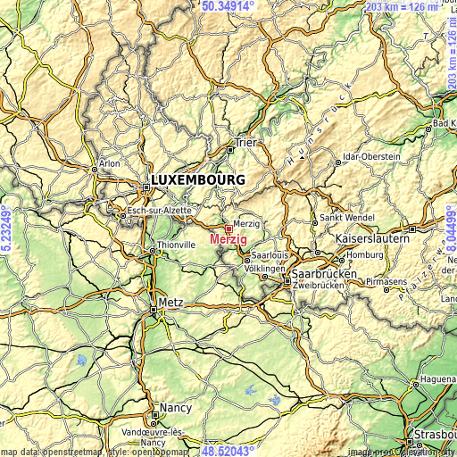 Topographic map of Merzig