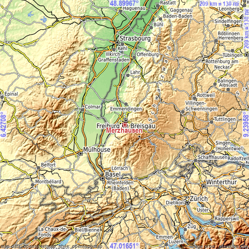 Topographic map of Merzhausen