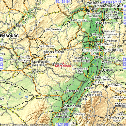 Topographic map of Merzalben