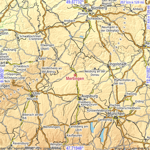 Topographic map of Mertingen