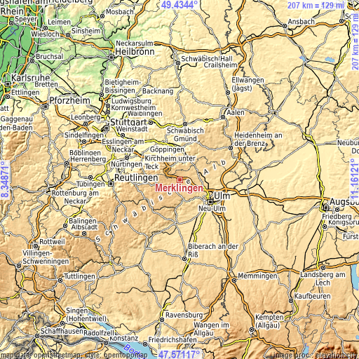 Topographic map of Merklingen