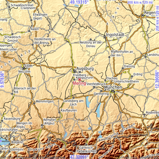 Topographic map of Mering