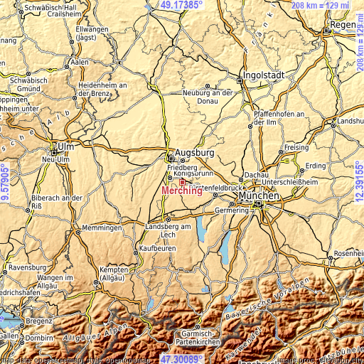 Topographic map of Merching