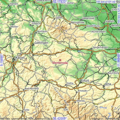 Topographic map of Menteroda