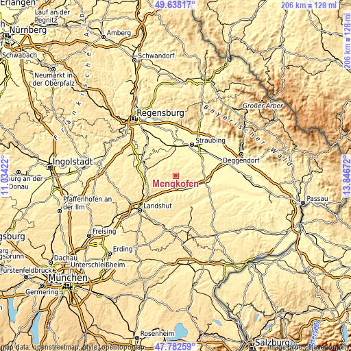 Topographic map of Mengkofen