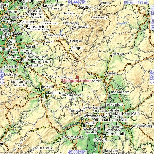 Topographic map of Mengerskirchen