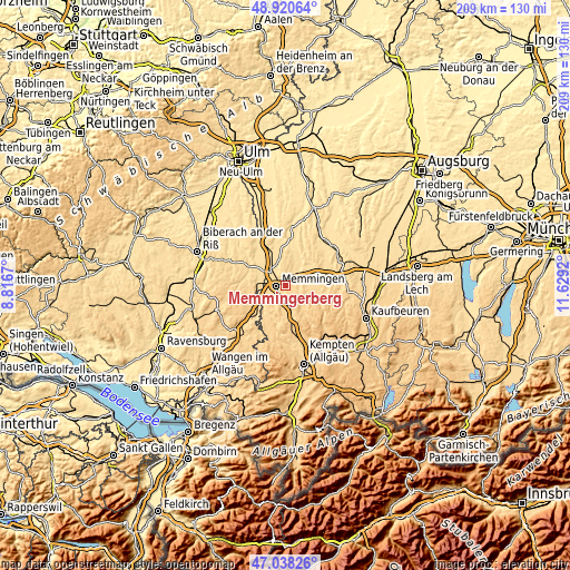 Topographic map of Memmingerberg