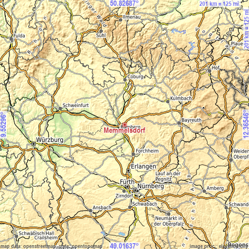 Topographic map of Memmelsdorf