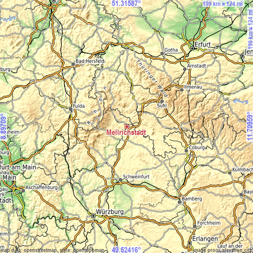 Topographic map of Mellrichstadt