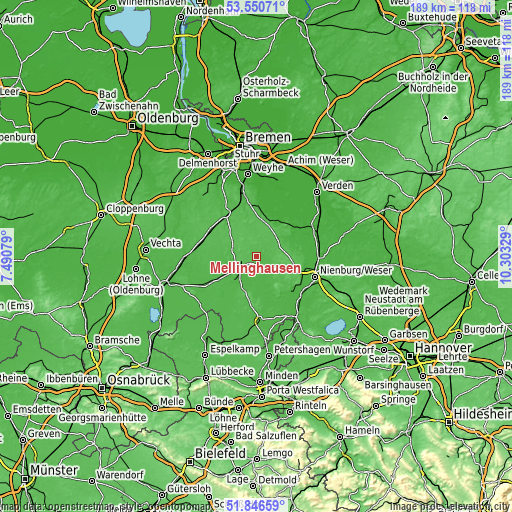 Topographic map of Mellinghausen