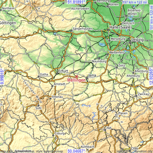 Topographic map of Mellingen