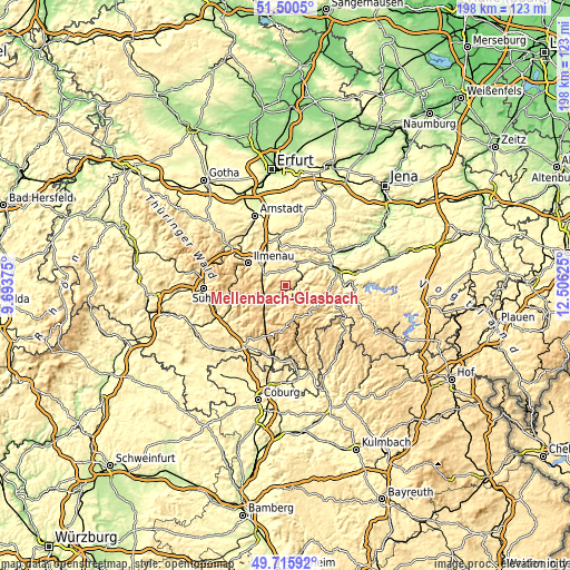 Topographic map of Mellenbach-Glasbach