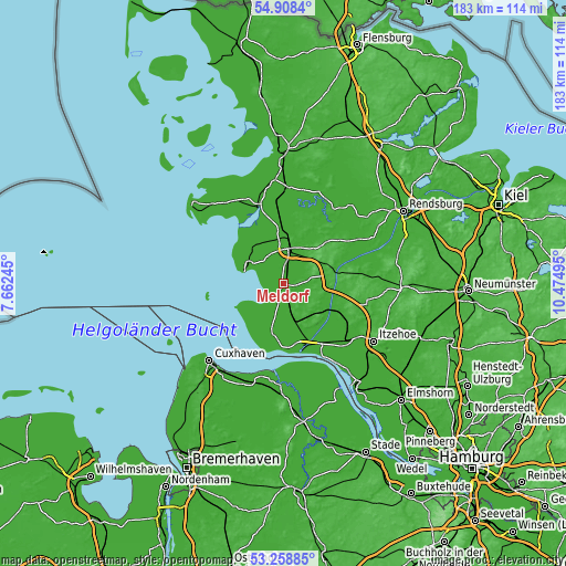 Topographic map of Meldorf