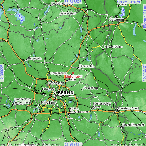 Topographic map of Melchow