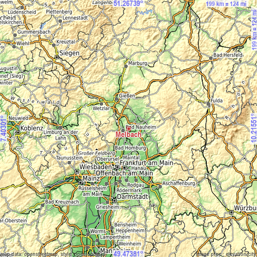 Topographic map of Melbach