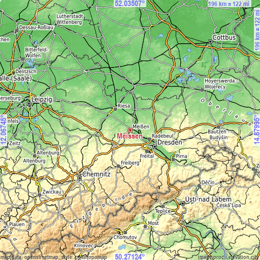 Topographic map of Meissen