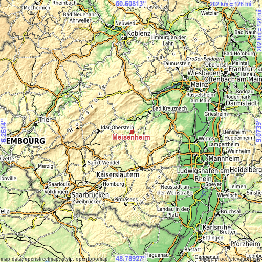 Topographic map of Meisenheim