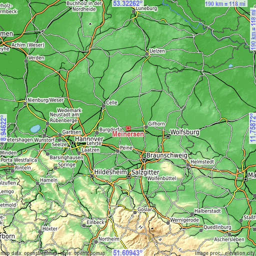 Topographic map of Meinersen
