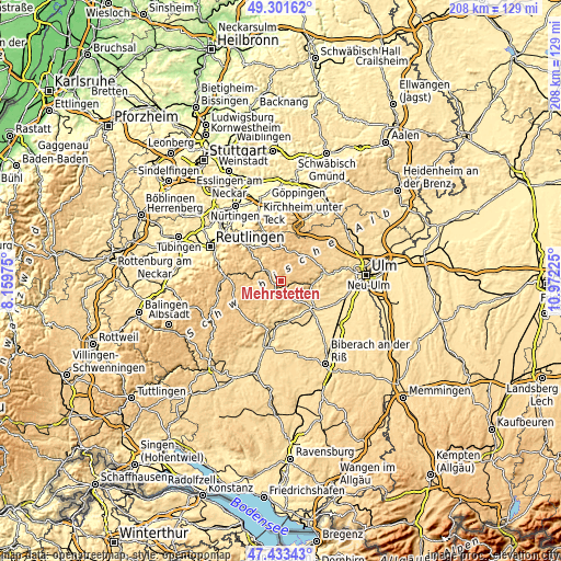 Topographic map of Mehrstetten