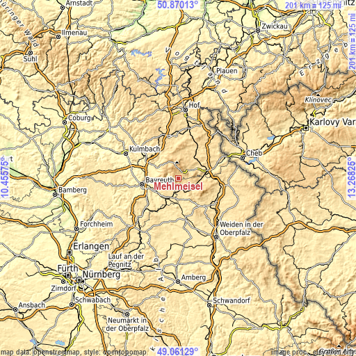 Topographic map of Mehlmeisel