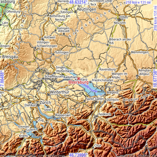 Topographic map of Meersburg