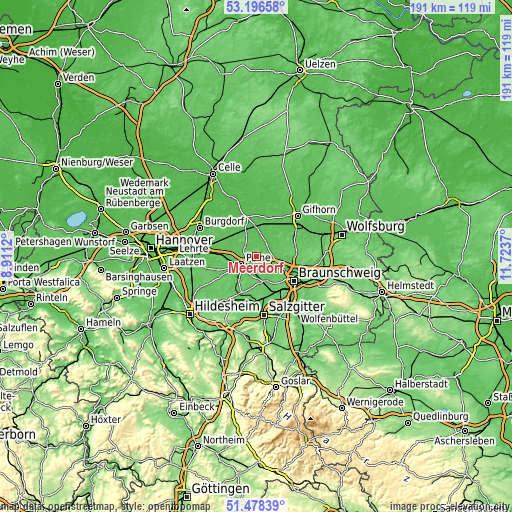 Topographic map of Meerdorf