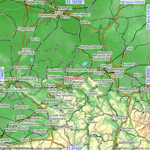 Topographic map of Meerbeck