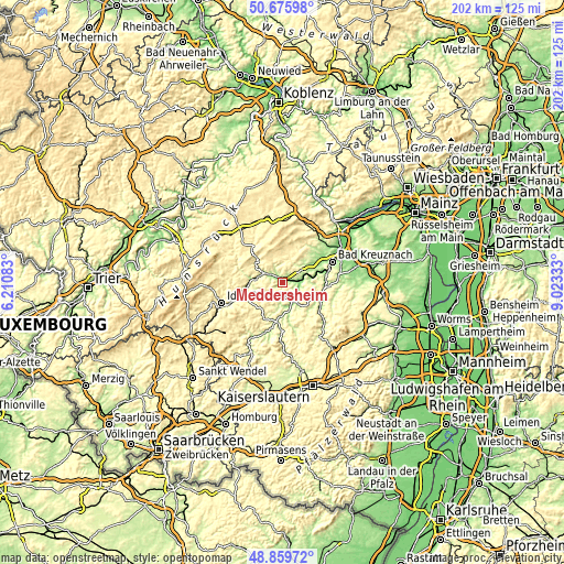 Topographic map of Meddersheim