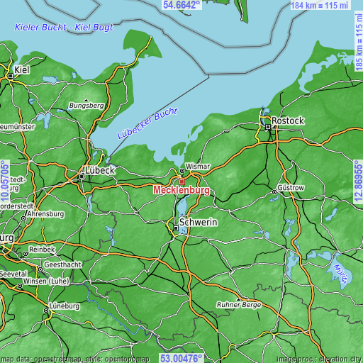 Topographic map of Mecklenburg