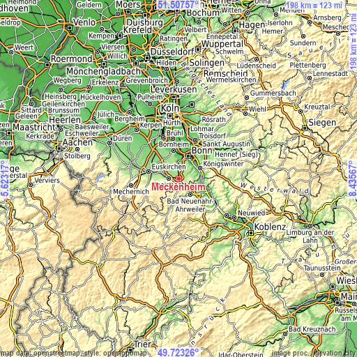 Topographic map of Meckenheim