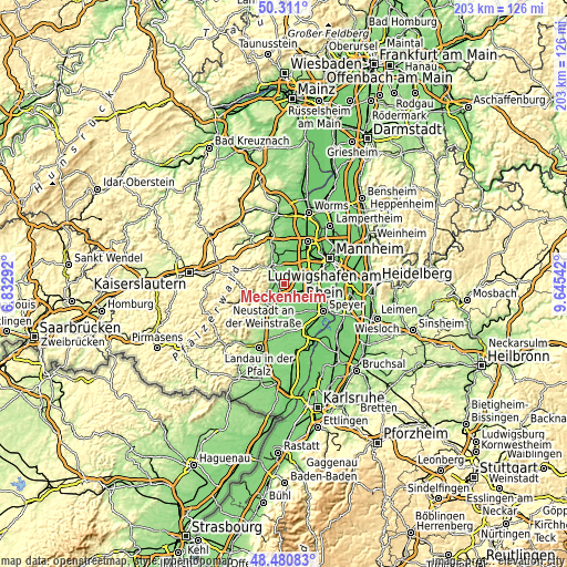 Topographic map of Meckenheim