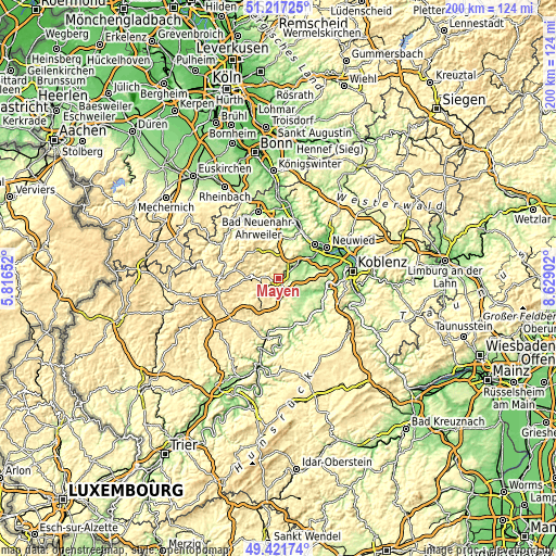 Topographic map of Mayen