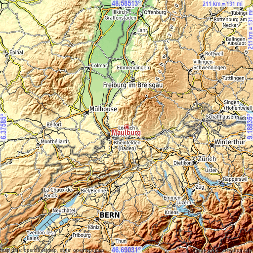 Topographic map of Maulburg