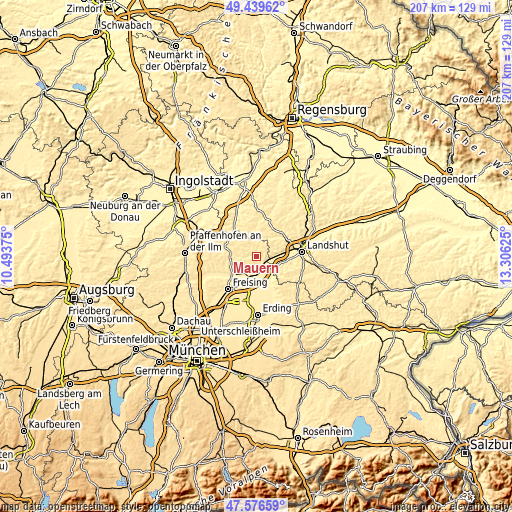 Topographic map of Mauern