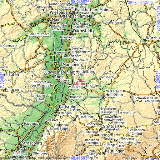 Topographic map of Mauer