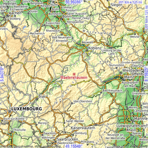 Topographic map of Mastershausen