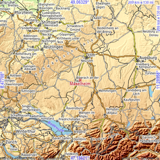 Topographic map of Maselheim