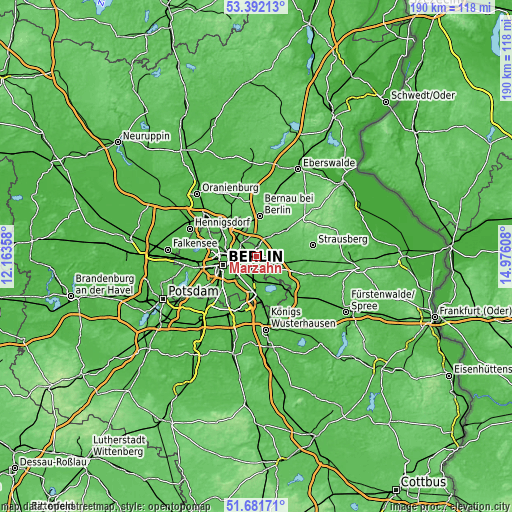 Topographic map of Marzahn