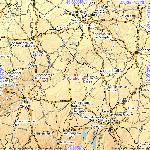 Topographic map of Marxheim