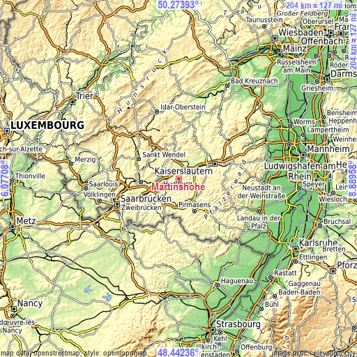 Topographic map of Martinshöhe