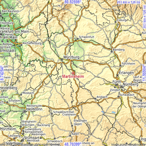 Topographic map of Martinsheim