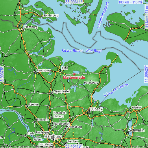 Topographic map of Martensrade