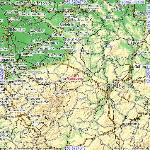 Topographic map of Marsberg