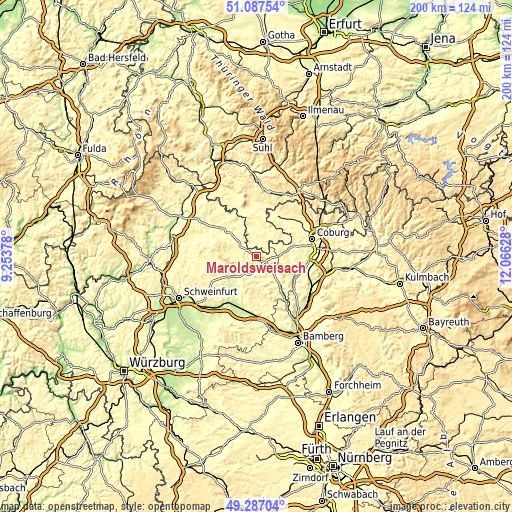 Topographic map of Maroldsweisach